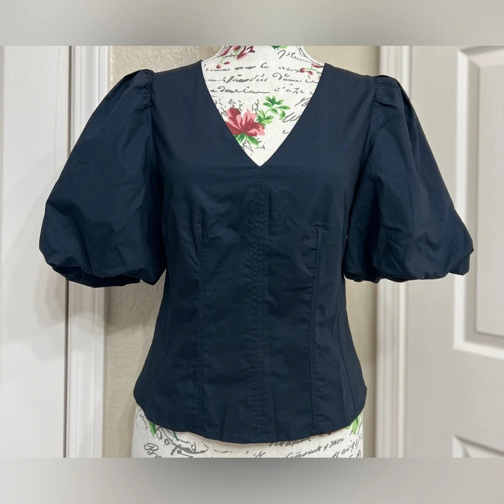 Banana Republic Black Puff Sleeve Blouse